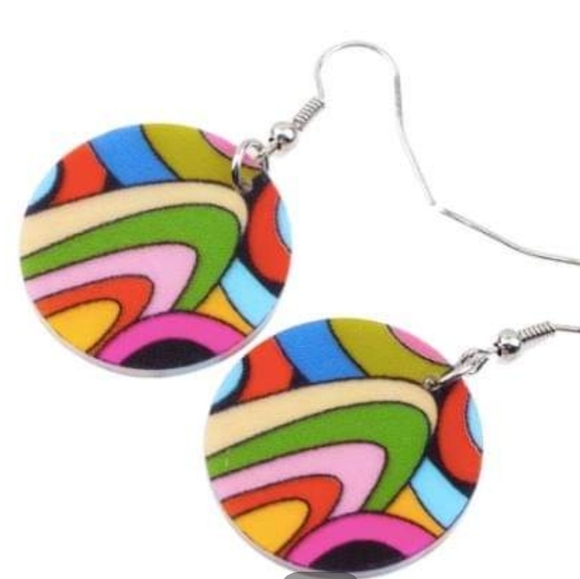 NEW RAINBOW COLOR HANGING EARRINGS - Picture 4 of 5